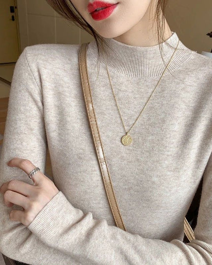 Inner Knitted Bottoming Shirt Slim Fit Slimming Long Sleeves Versatile Western Style Top