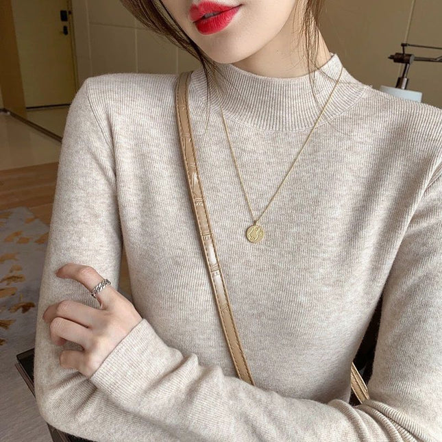 Inner Knitted Bottoming Shirt Slim Fit Slimming Long Sleeves Versatile Western Style Top