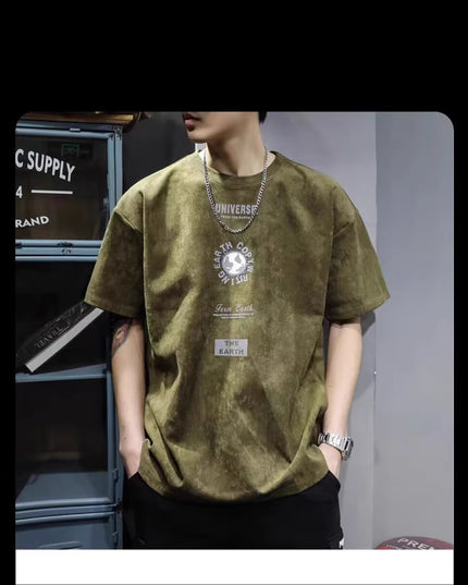 American-style Heavy Short-sleeved T-shirt Men's Summer High Sense