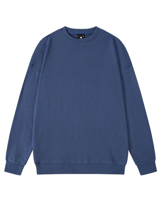 Men's Solid Color Pullover Sweatshirt Loose Round-neck Top Couple College Style Solid Color Clothes