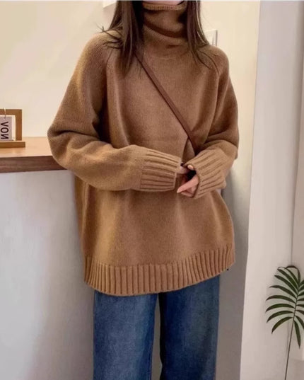 Women's Turtleneck Sweater Loose Thick Curling Pile Collar Idle Style