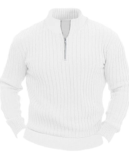 Leisure Pullover Men's Sweater Solid Color Stand Collar Long Sleeve
