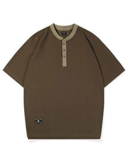 Summer Simplicity Solid Color Henry Collar T-shirt