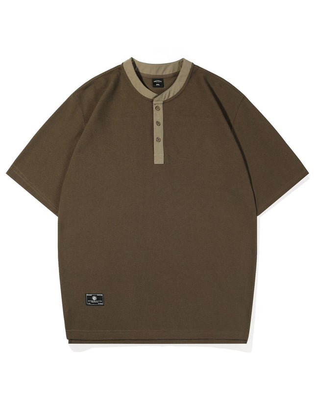 Summer Simplicity Solid Color Henry Collar T-shirt