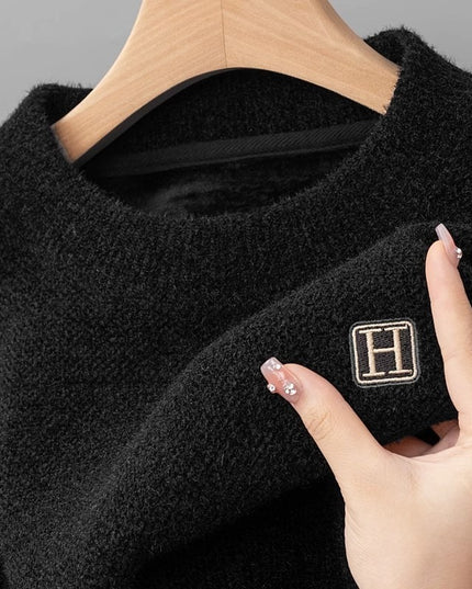 Chenille Sweater Men's New Single-layer Fleece-lined Bottoming Shirt Trendy Teen