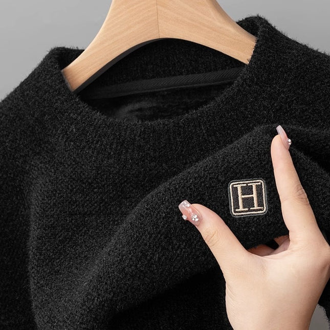 Chenille Sweater Men's New Single-layer Fleece-lined Bottoming Shirt Trendy Teen