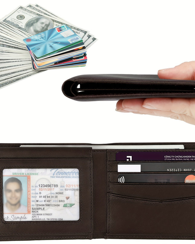 Anti-theft Swiping Texture Multiple Card Slots Three-fold Wallet