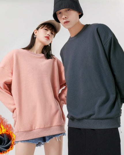 Pullover Solid Color With Fur Sweater Men's Loose Couple Sweater