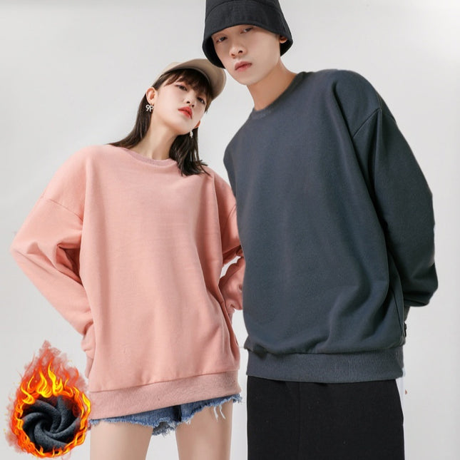 Pullover Solid Color With Fur Sweater Men's Loose Couple Sweater
