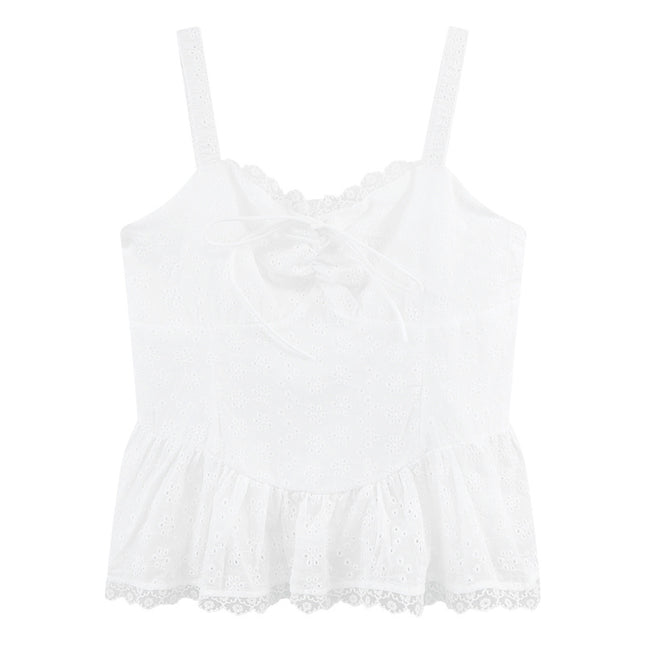Pure Desire Style Hot Girl Flounce Splicing Sling Vest