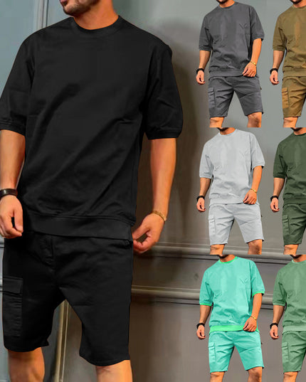 Men's Workwear Multi-pocket Shorts Tracksuit