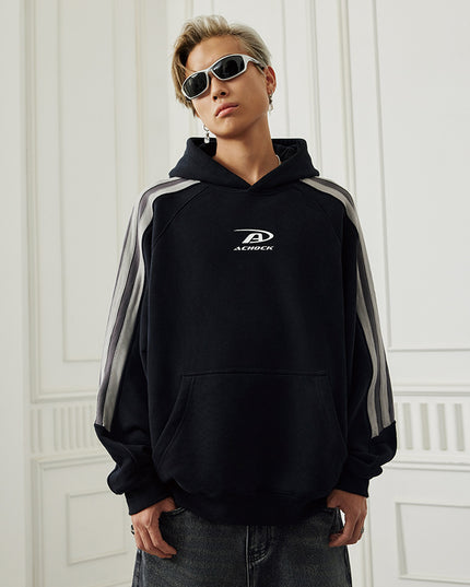 Ins American Stitching Thickening Hooded Autumn Winter Sweater