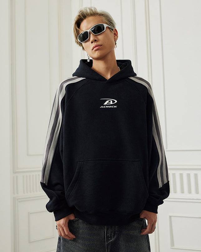 Ins American Stitching Thickening Hooded Autumn Winter Sweater