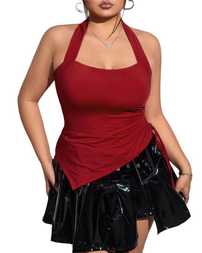 Plus Size Women's T-shirt SpringSummer New Sexy Halter Sleeveless Top