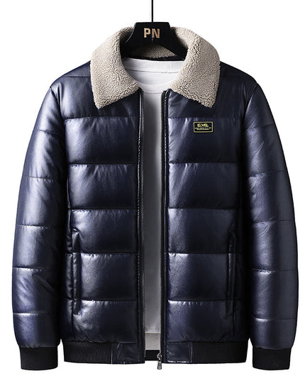 Lapel Collar Trendy Men's Winter Jacket Thickened