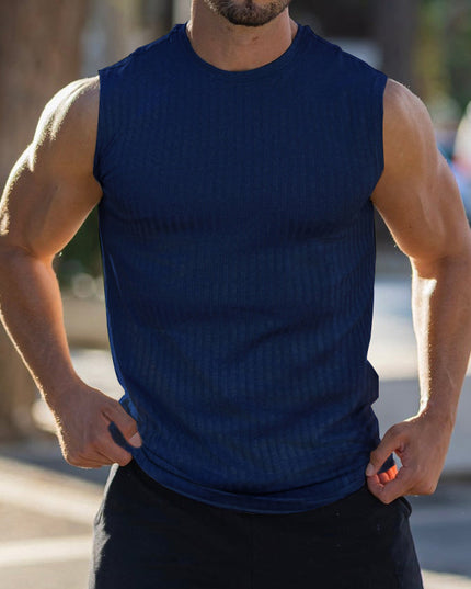 Knitted Vertical Stripes Fitness Sports Slim-fitting Vest