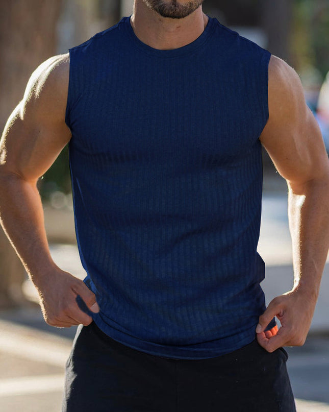 Knitted Vertical Stripes Fitness Sports Slim-fitting Vest