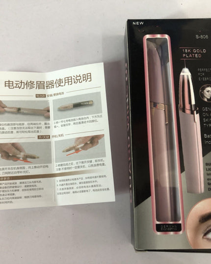 Mini Electric Eyebrow Trimmer Lipstick Brows Pen Hair Remover Painless Razor Epilator with LED Light