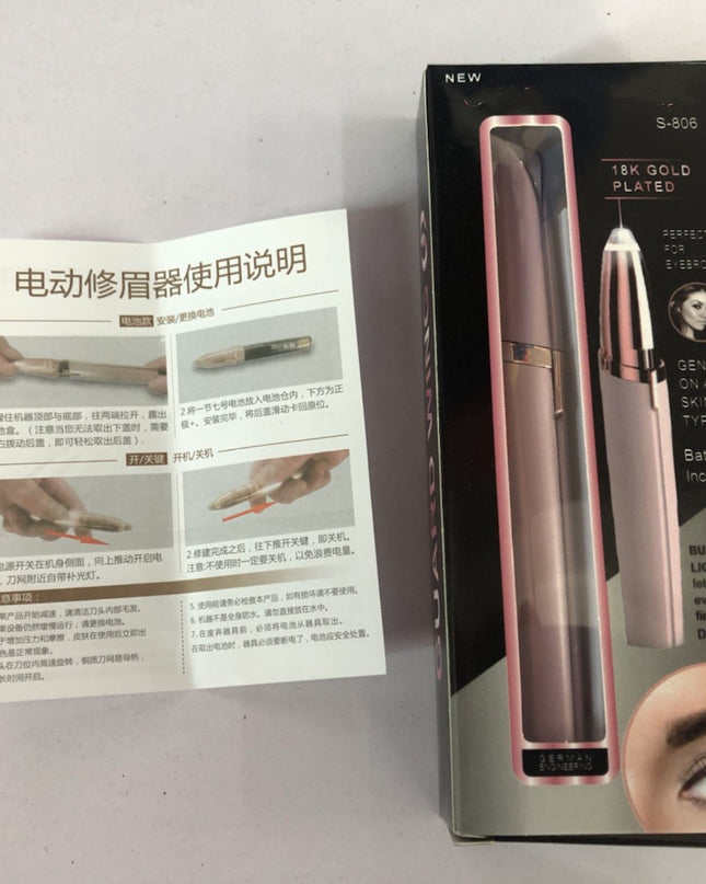 Mini Electric Eyebrow Trimmer Lipstick Brows Pen Hair Remover Painless Razor Epilator with LED Light