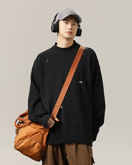 Irregular Hollow-out Ripped Chenille Velvet Sweater
