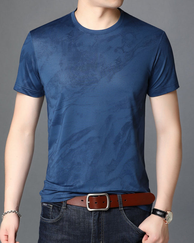Men's Round Neck Mercerized Cotton Short Sleeves
