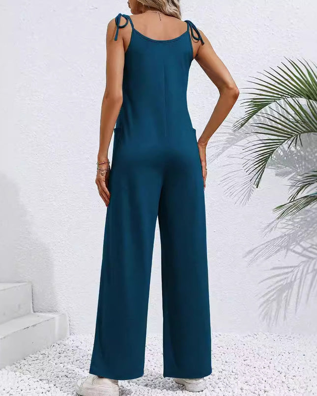 Women's Sling Straight Wide Leg Jumpsuit Trousers