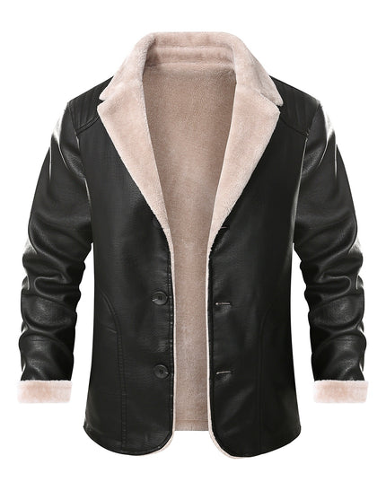 Thick Fleece Fur Integrated Warm Suit Leather Label Leather Jacket Coat