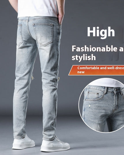 New Patch Ripped Jeans Men's Stretch