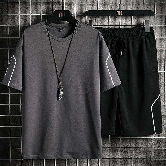Men's Sports Japanese Print Crew Neck Casual Suit