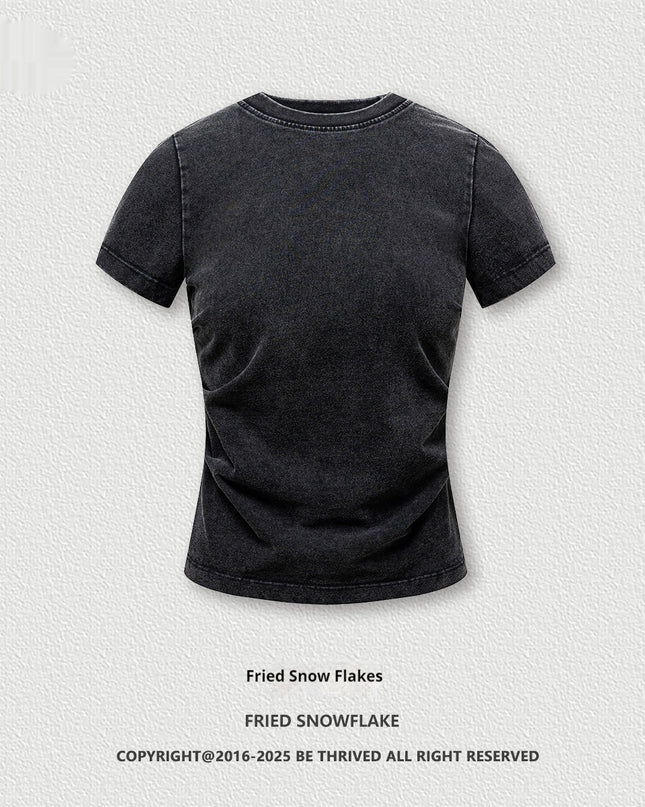 American Pleated Nipped Waist Slimming T-shirt