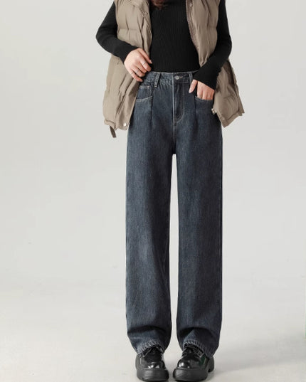 Straight High Waist Draped Casual Wide-leg Pants