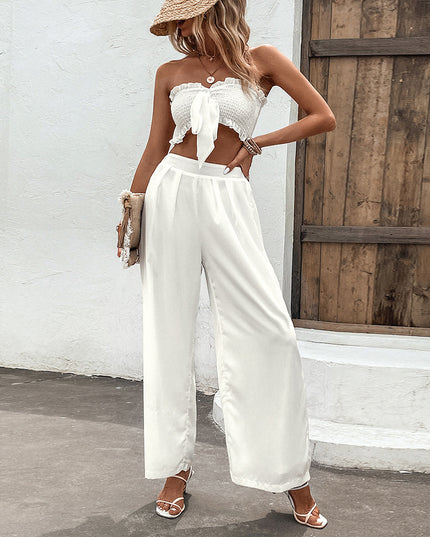 Ruffled Vest Sleeveless Midriff Outfit Long Skirt Suit