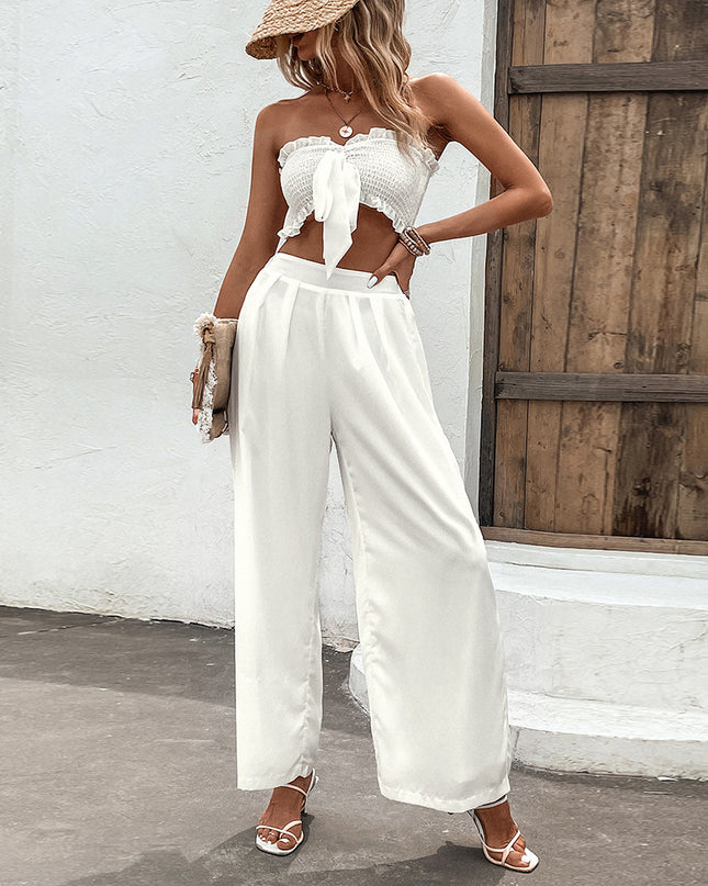 Ruffled Vest Sleeveless Midriff Outfit Long Skirt Suit