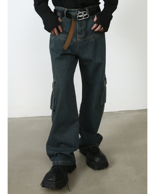 Men's Multi-pocket American Washed Jeans