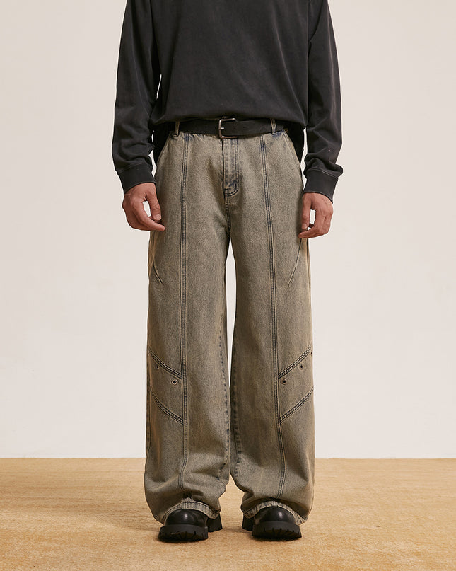 Trendy Retro Washed Jeans Men And Women Trendy Baggy Straight Trousers