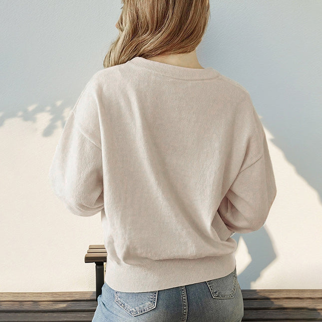 Fashion Casual Round Neck Long Sleeve Women's Sweater