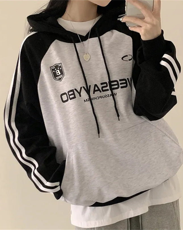 Thin Stitching Velvet Padded Hooded Sweatshirt Women