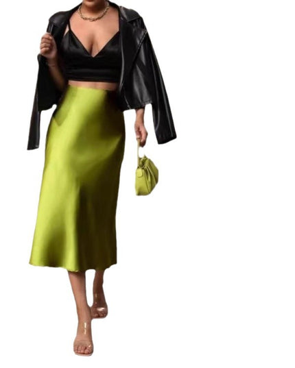 European And American Elegant Style A- Line Satin Skirt