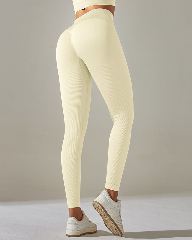 New High Waist Stretch Tights European And American Seamless Peach Hip Hip Lifting Breathable Running Sports Fitness