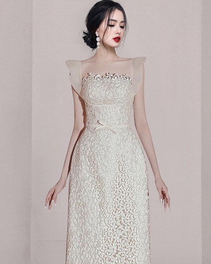 Small Group Temperament Patchwork Lace High Waisted Dress