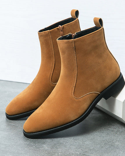 Suede Chelsea Men's British Trend Casual High Top Ankle Boots