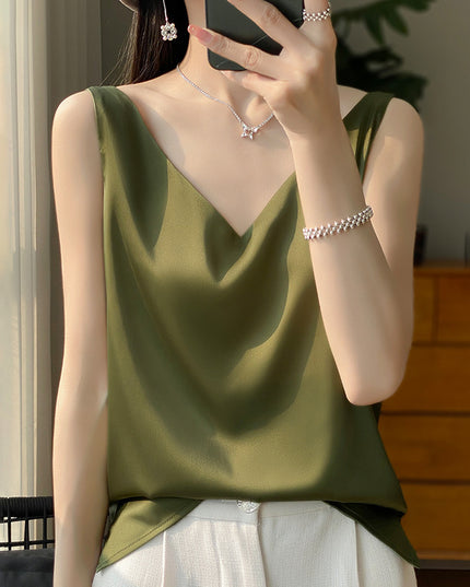Sling Vest Inner Match Satin Silky Base Loose Sleeveless Top