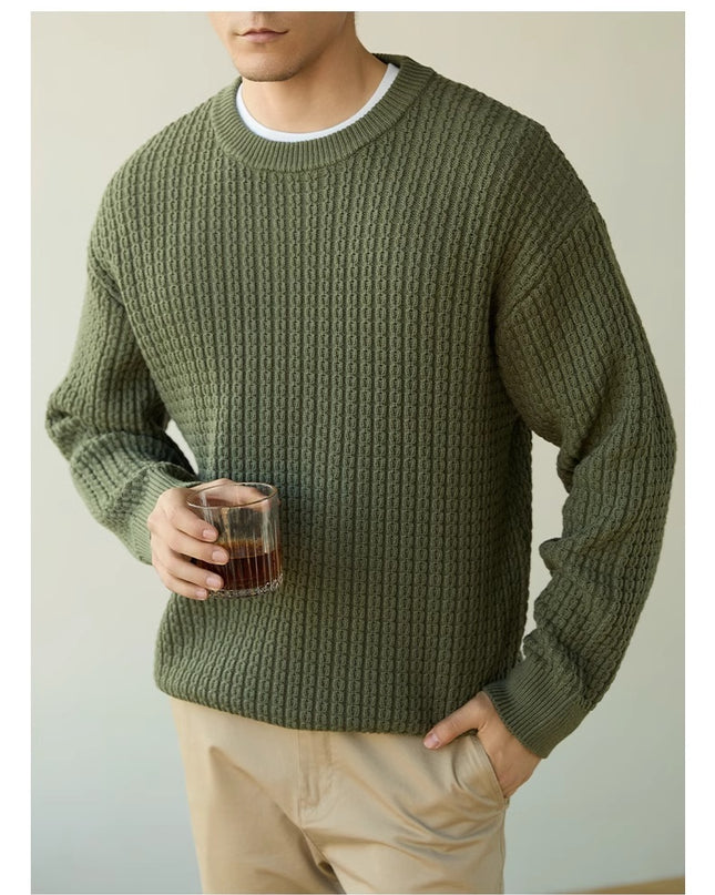 High-end Long Sleeve Loose Round Neck Men's Knitwear