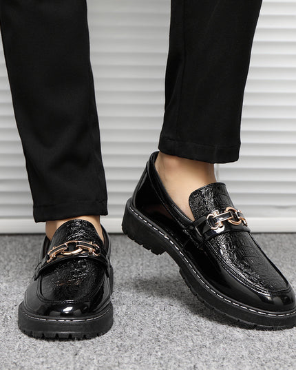 Glossy Casual Men's Youth British Leather Shoes