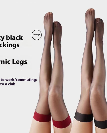 Thigh Stockings Women's Red Edge Black Edge Stockings Thin Black Silk
