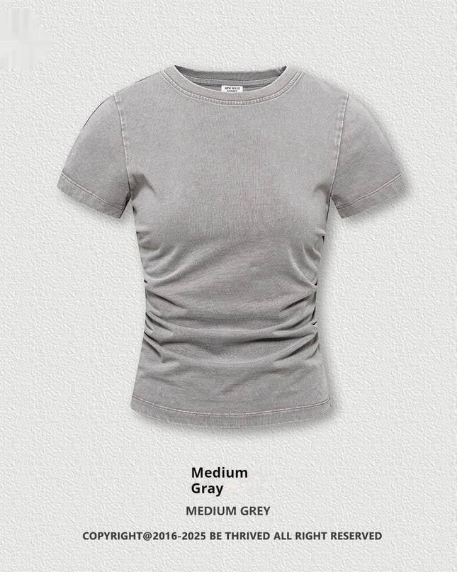 American Pleated Nipped Waist Slimming T-shirt