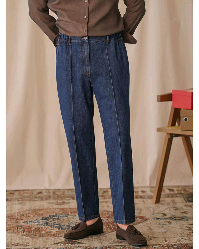 British Business Elastic Waist Cropped Pants