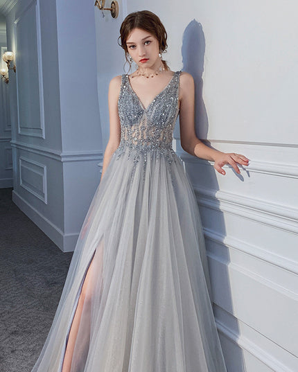 Thin V-neck Sexy Backless Sequin Dress