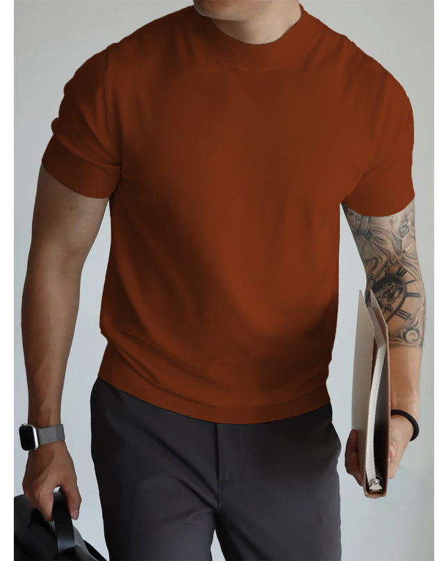 Knitwear Men's Solid Color Slim-fit Commute Breathable T-shirt