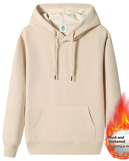 Fleece-lined Thick Student Hoodie Warm Top Casual
